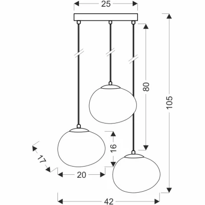 Závesné osvetlenie v japandi štýle STONES - 3xE27, 40W, čierne / biele