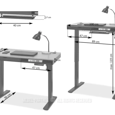 Pracovný stôl 100 HESOL - krémový
