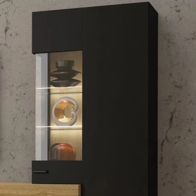 Obývacia stena NIKOL - čierny onyx / dub wotan