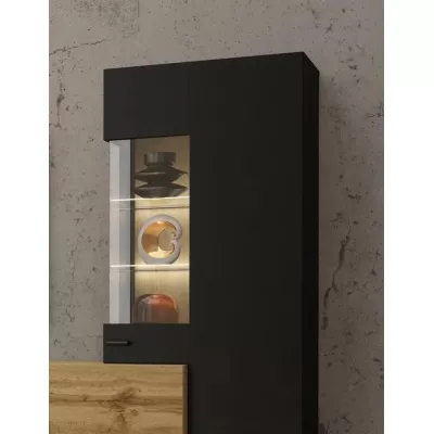 Obývacia stena NIKOL - čierny onyx / dub wotan