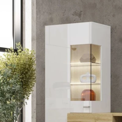 Obývacia stena NIKOL - biely / biely lesk / wotan