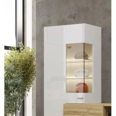 Obývacia stena NIKOL - biely / biely lesk / wotan