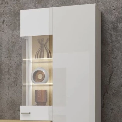 Obývacia stena NIKOL - biely / biely lesk / wotan