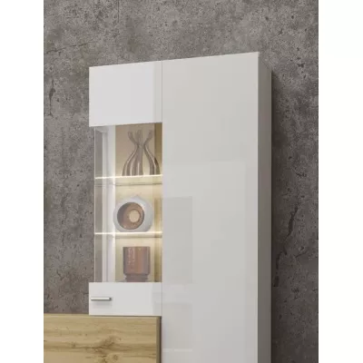 Obývacia stena NIKOL - biely / biely lesk / wotan