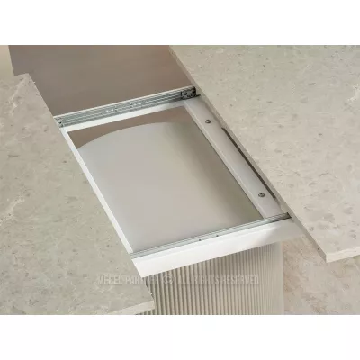Dizajnový rozkladací stôl 140(180)x120 LARSON - sivý mramor / sivý