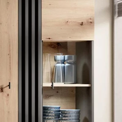 Vitrína do obývačky CHATOM - dub artisan / antracitová