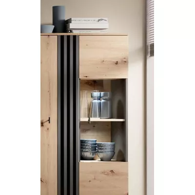 Vitrína do obývačky CHATOM - dub artisan / antracitová