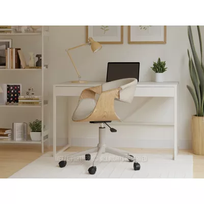 Dizajnová otočná stolička ENIGER - béžová / dub