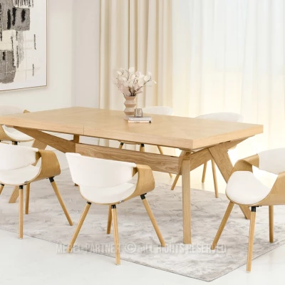 Dizajnová jedálenská stolička SAROLTA - dub / krémová