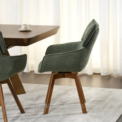 Čalúnená stolička ARISAY - zelená / orech