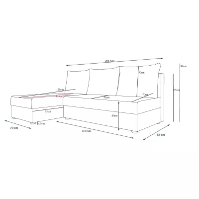 Moderná rohová sedačka HORTENZIE - čierna / biela