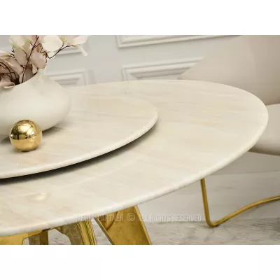 Elegantný jedálenský stôl FARKAS - béžový/zlatý