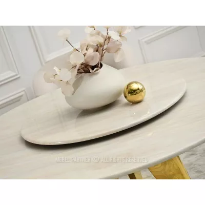 Elegantný jedálenský stôl FARKAS - béžový/zlatý