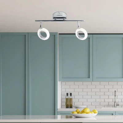 LED moderné stropné bodové osvetlenie AURELION - 2x4W, 3000K (teplá biela), chrómované