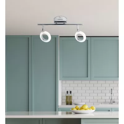 LED moderné stropné bodové osvetlenie AURELION - 2x4W, 3000K (teplá biela), chrómované