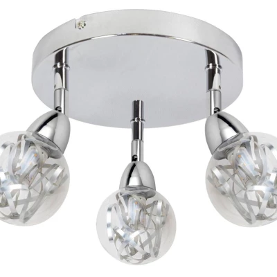 Stropné okrúhle bodové LED svetlo BOLO - 3x6W, 3000K (teplá biela), chrómované