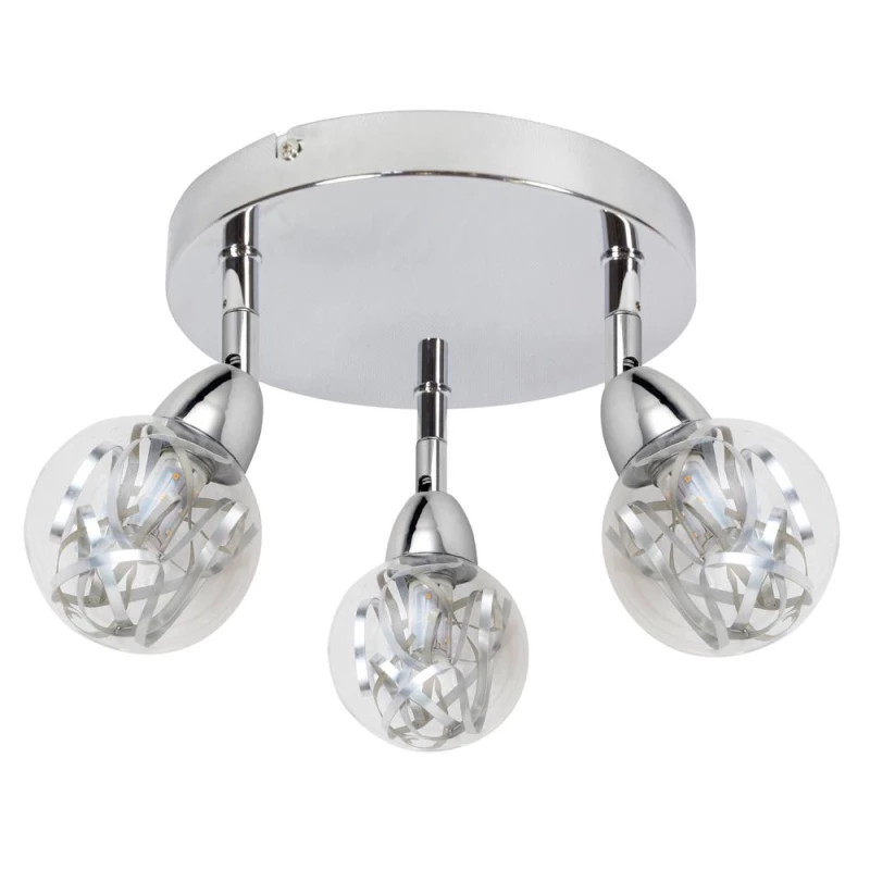 Stropné okrúhle bodové LED svetlo BOLO - 3x6W, 3000K (teplá biela), chrómované