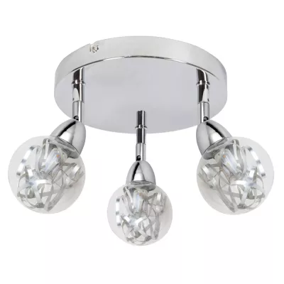 Stropné okrúhle bodové LED svetlo BOLO - 3x6W, 3000K (teplá biela), chrómované