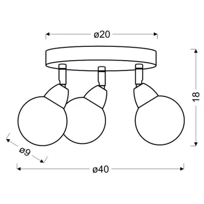 Stropné okrúhle bodové LED svetlo BOLO - 3x6W, 3000K (teplá biela), chrómované