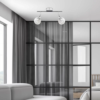 Nástenné / stropné bodové LED svetlo BOLO - 2x6W, 3000K (teplá biela), chrómované