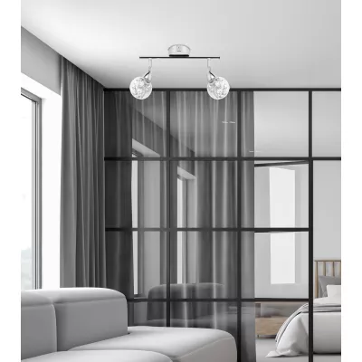 Nástenné / stropné bodové LED svetlo BOLO - 2x6W, 3000K (teplá biela), chrómované