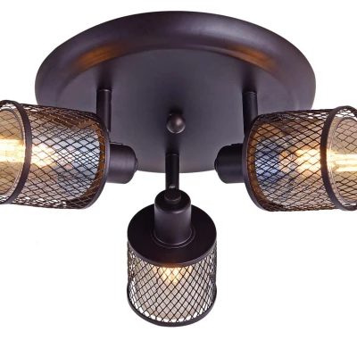Stropné bodové okrúhle osvetlenie CANABER - 3xE14, 40W, hnedé / zlaté