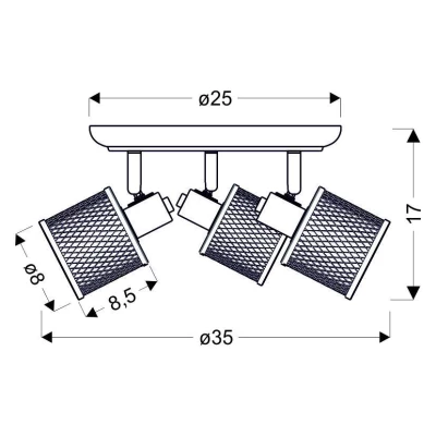 Stropné bodové okrúhle osvetlenie CANABER - 3xE14, 40W, hnedé / zlaté