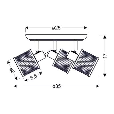 Stropné bodové okrúhle osvetlenie CANABER - 3xE14, 40W, hnedé / zlaté