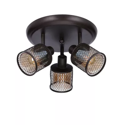 Stropné bodové okrúhle osvetlenie CANABER - 3xE14, 40W, hnedé / zlaté