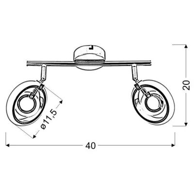 Nástenné / stropné bodové LED svetlo CELT - 2x6W, 3000K (teplá biela), chrómované