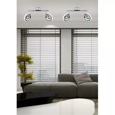 Nástenné / stropné bodové LED svetlo CELT - 2x6W, 3000K (teplá biela), chrómované