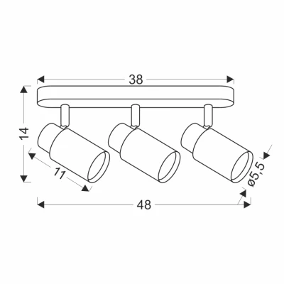Bodové stropné svietidlo CLARO - 3xGU10, 15W, hnedé / biele