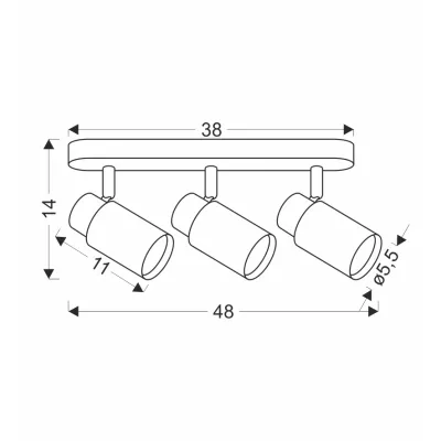 Bodové stropné svietidlo CLARO - 3xGU10, 15W, hnedé / biele