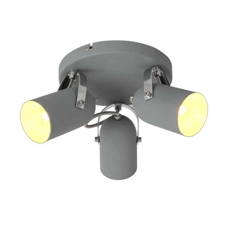 Okrúhle stropné bodové loftové svietidlo GRAY - 3xE14, 40W, šedé