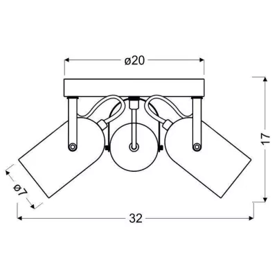 Okrúhle stropné bodové loftové svietidlo GRAY - 3xE14, 40W, šedé