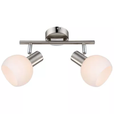Bodové LED nástenné / stropné svetlo MAURO - 2xE14, 4W, RGB, strieborné / biele