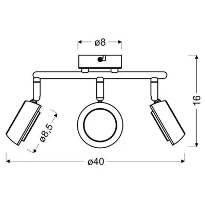 LED stropné bodové svietidlo MILD - 3x6W, 3000K (teplá biela), šedé