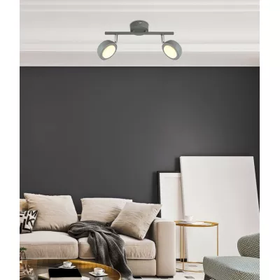 LED nástenné / stropné bodové osvetlenie MILD - 2x6W, 3000K (teplá biela), šedé