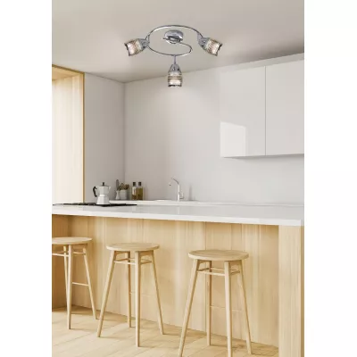 Stropné bodové kruhové LED svetlo MILTON - 3xE14, 10W, chrómované