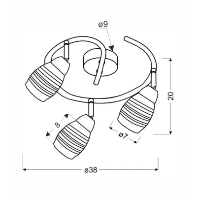 Stropné bodové kruhové LED svetlo MILTON - 3xE14, 10W, chrómované