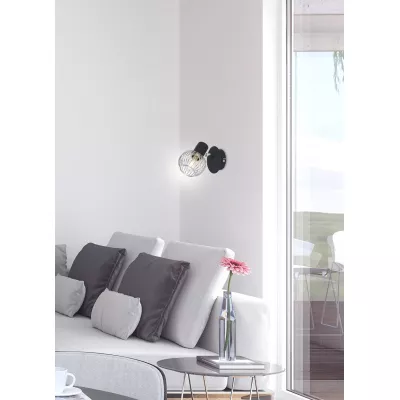 Nástenné bodové osvetlenie OSLO - 1xE14, 40W, čierne / chrómované