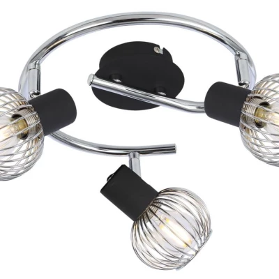 Stropné bodové osvetlenie OSLO - 3xE14, 40W, kruhové, čierne / chrómované