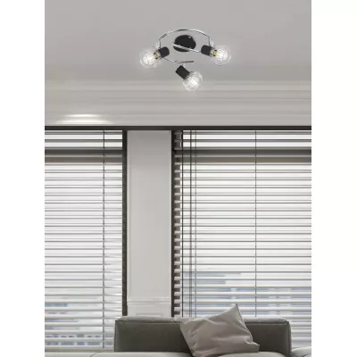 Stropné bodové osvetlenie OSLO - 3xE14, 40W, kruhové, čierne / chrómované