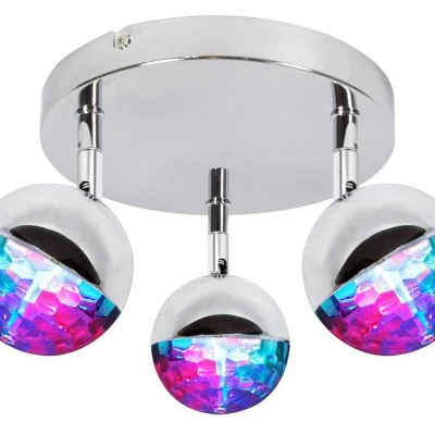 Stropné LED bodové okrúhle osvetlenie PARTY - 3x3W, RGB, chrómované