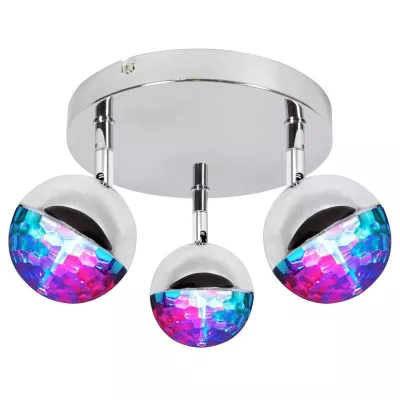 Stropné LED bodové okrúhle osvetlenie PARTY - 3x3W, RGB, chrómované