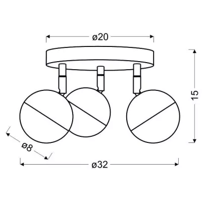 Stropné LED bodové okrúhle osvetlenie PARTY - 3x3W, RGB, chrómované