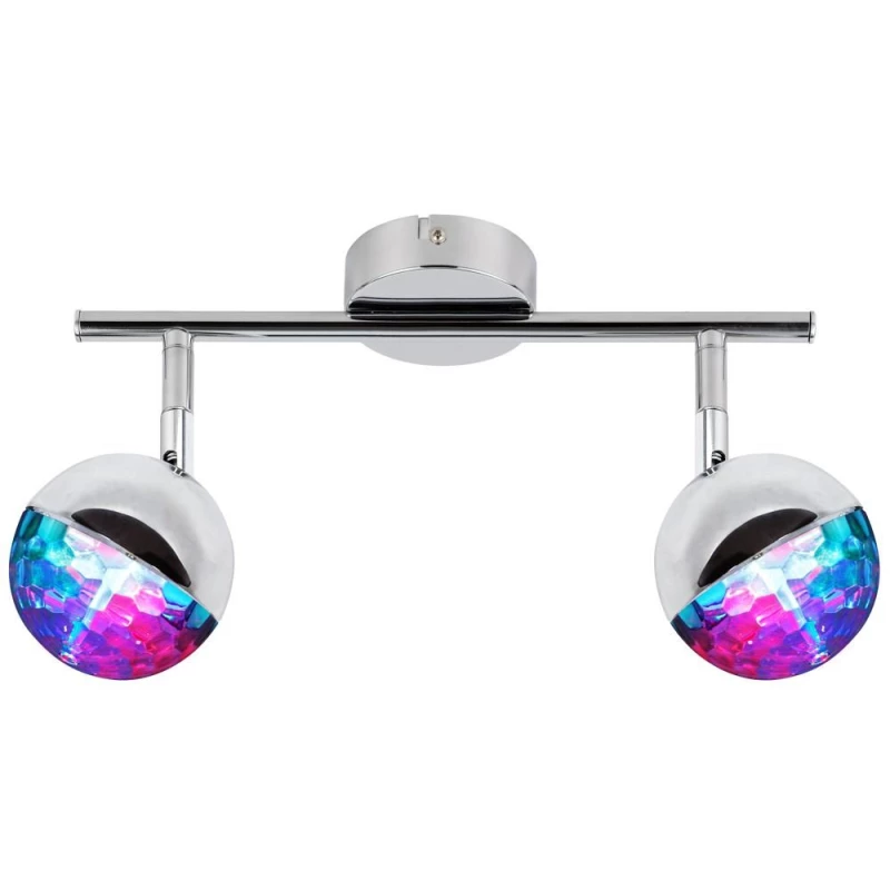 Nástenné / stropné LED bodové osvetlenie PARTY - 2x3W, RGB, chrómované