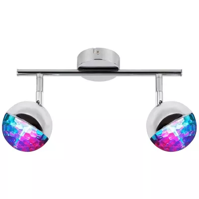 Nástenné / stropné LED bodové osvetlenie PARTY - 2x3W, RGB, chrómované
