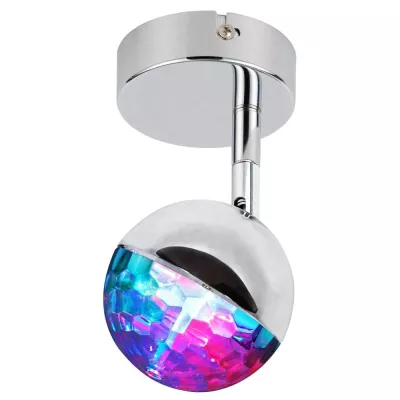 Nástenné LED bodové osvetlenie PARTY - 1x3W, RGB, chrómované