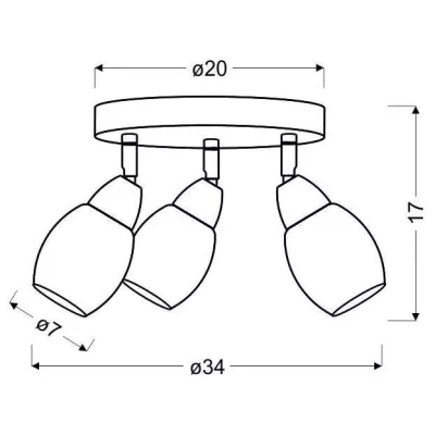 Stropné okrúhle LED bodové svetlo RICO - 3x6W, 3000K (teplá biela), chrómované
